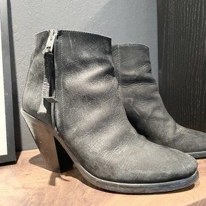 All Saints Black Suede Pistol Booties